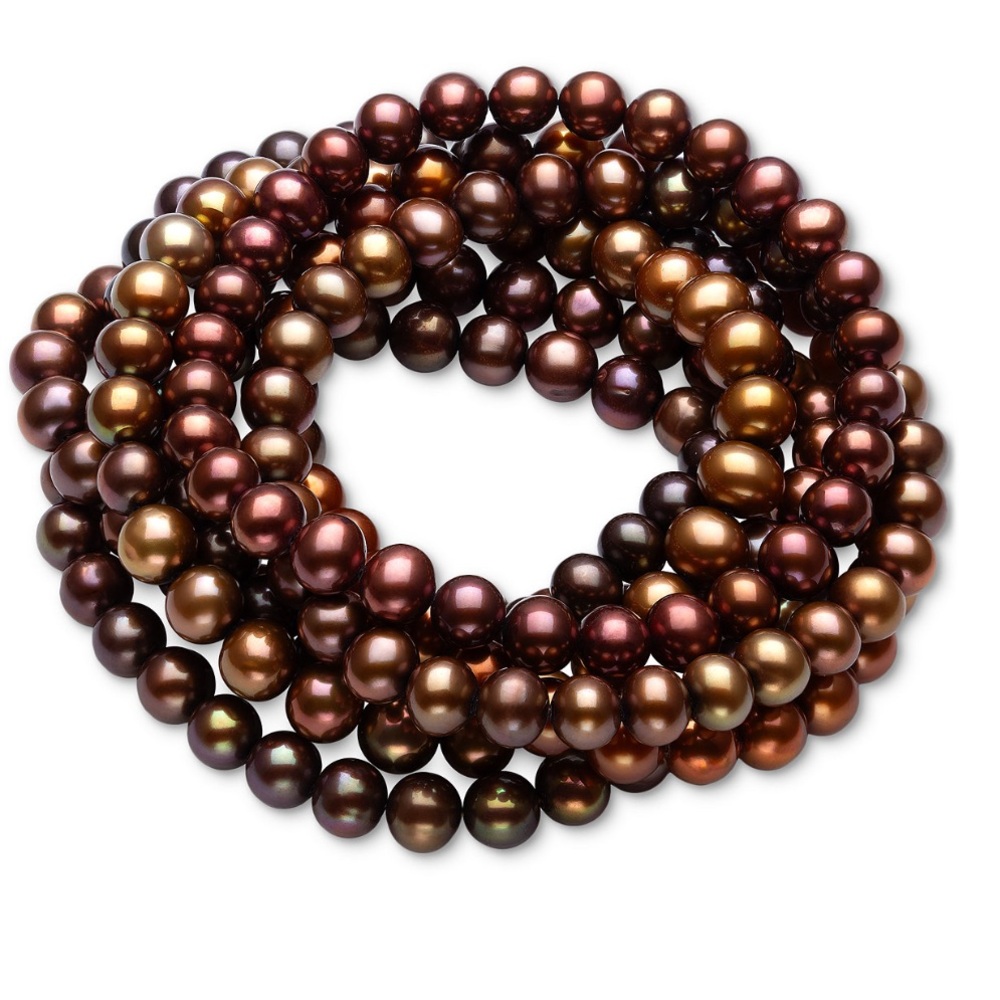 7 piece Dyed Chocolate Cultured Freshwater Baroque Pearl Bracelets